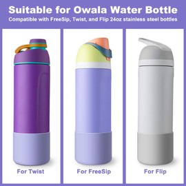 Airboat 2PCS Silicone Water Bottle Boot for Owala 24oz, Protective Bottom Bumper Anti-Slip Sleeve for FreeSip, Twist, and Flip Stainless Steel Bottles, Dishwasher Safe and BPA Free