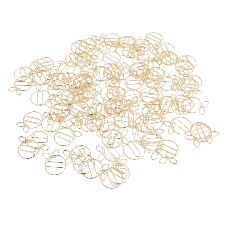 100Pcs Gold Paper Clips Cute Shape Stainless Steel Multifunction Metal