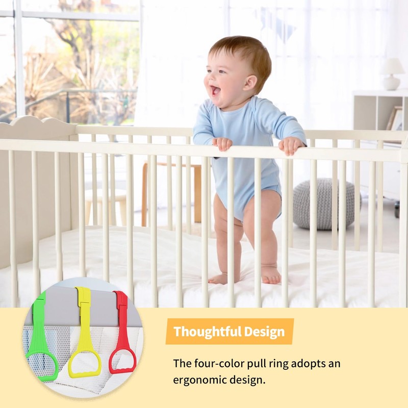 6 Pcs Baby Pull Up Rings,Colorful Baby Cot Hand Rings,Removable