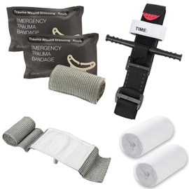 AQTAQ Taktisches Tourniquet, 6-Zoll-Israelische Bandage, elastische Bandage, 12 m dünne Gaze, Erste-Hilfe-Verfahren zur Kontrolle des Blutverlusts, Notfall-Bandage-Tourniquet für Outdoor-Aktivitäten