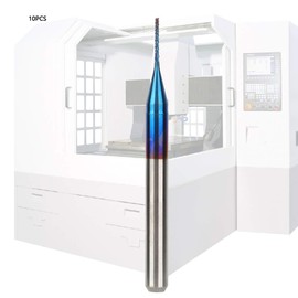 10 Pieces Taper Mill Cutter Tungsten Carbide Blue Coated End Mill for PCB Engraving Machine (0.5mm) End Mill, Taper Mill Cutter Tungsten Carbide End Mill Chamfer (0.6mm)