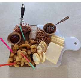 Azauvc Cutting Board with Marble and Natural Wood,Serving Board for Steak Fruits with Handle,Chopping Board for Bread as Serving Trays (White)