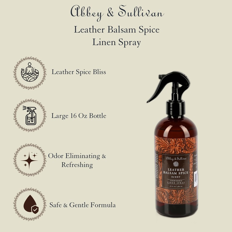 Abbey & Sullivan Linen Spray, Leather Balsam Spice, 16 oz.