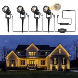 LOHAS Spot Lights Outdoor, 12V Low Voltage Landscape Lights with Transformer, Dusk to Dawn LED Spotlights Outdoor, 20W Warm White Outside Lights for House, IP65 Waterproof for Tree Yard Garden 4 Pack