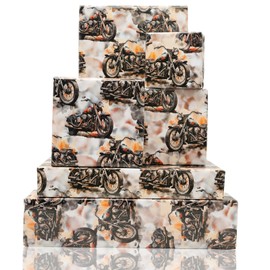 Vnaaem Motocycle Wrapping Paper for Boys Men - Watercolor Moto Wrapping Paper for Birthday Anniversary Baby Shower 19.6 X 27.8 Incher Per Sheet (6 Sheet)