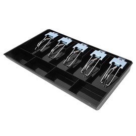 Fydun ABS Material Tray, Cash Drawer Register Insert Money DrawerABS with Metal Clip CurrencyTray Currency Storage Box Black (Black)