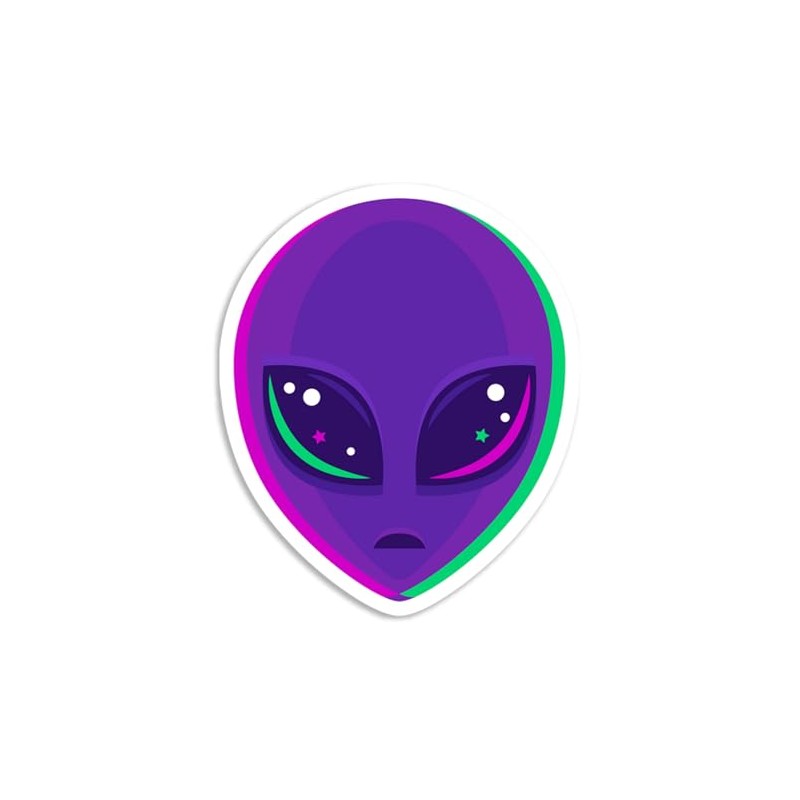 Purple Alien Face Psychedelic Green Space Sticker Decal Notebook Car