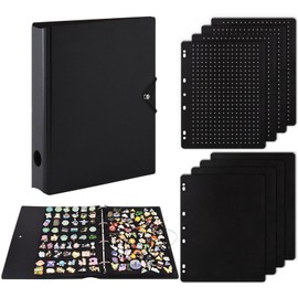 Enamel Pin Display Binder - Large Collection Storage Organizer Book with 8 Flip-Pages, 4 Ring Pin Display Folder for Brooch Buttons and Lapel Collectors. Black