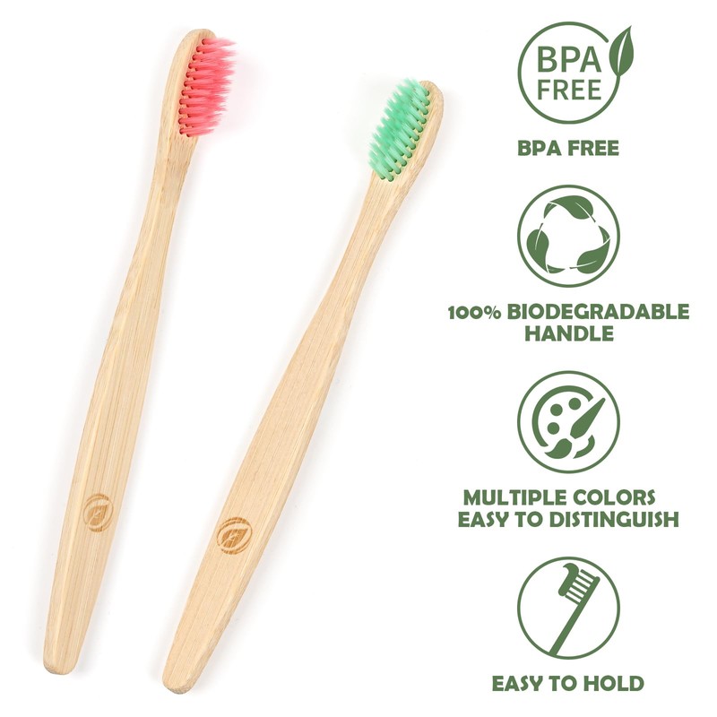 Navona 36 PCS Bamboo Toothbrushes, Kids Aged 7+ Toothbrush Pack,