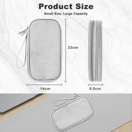 Tking Versatile Travel Organiser with Zip, Double Layer Electronic Accessories, Portable Case, Headphone Charger, Waterproof Organiser, Scratch-Resistant Nylon Material, gray, Modern