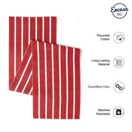 Encasa Homes Table Runner for 4 Seater Dining - Roma Red Stripes | Made from Fine Ribbed Cotton of Size 13"x60" | Decorative Cloth for Home, Cafes, Restaurants & Hotels - Machine Washable
