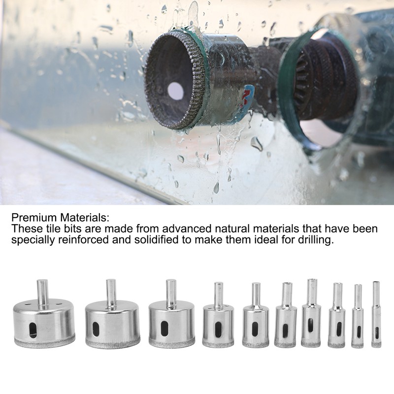 10PCS Diamond Drill Bit Diamond Hole Saw for Glass Tile