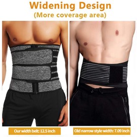 KIWI RATA Mens Workout Waist Trainer Corset Neoprene Sauna Sweat Trimmer Cincher Belt Extra Belly Compression Belts
