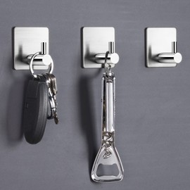 Kiemeu Self Adhesive Hooks for Hanging Coats Stick On Wall Hooks Heavy Duty Hand Towel Hooks for Bathrooms Adhesive Wall Hangers Without Nails