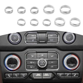 RT-TCZ for Silverado Console Control Knob Covers Trim Rings for Chevy Silverado 2019 up for Suburban 2020 up for Tahoe 2021 up Silver Interior Accessories 10pcs