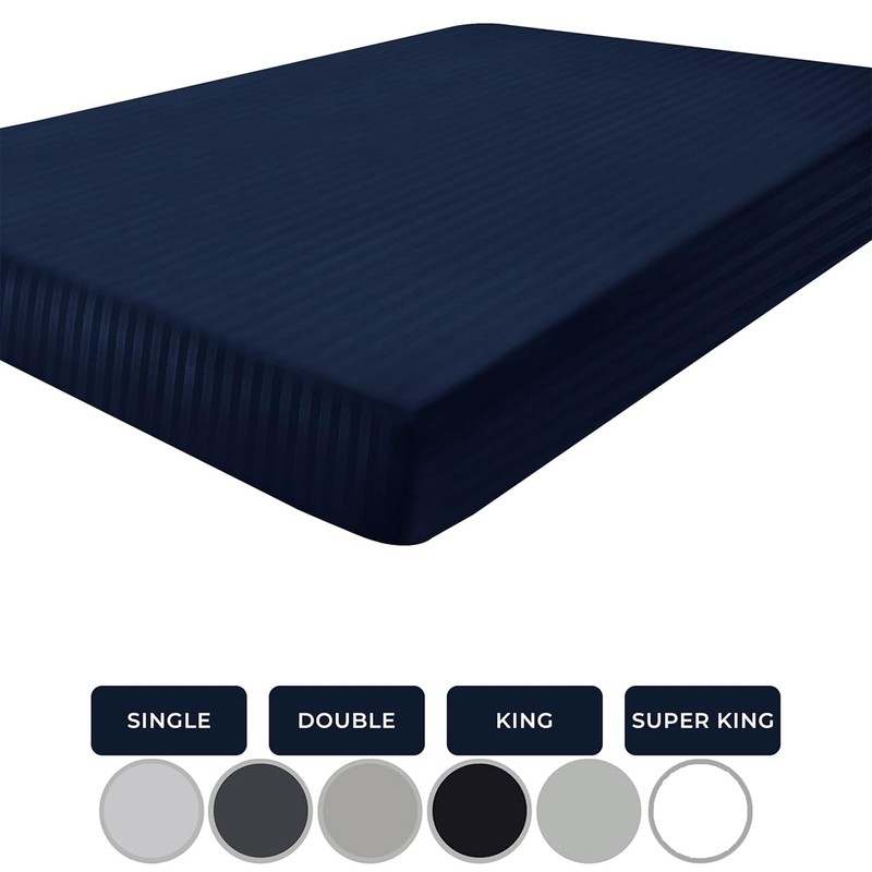 Hafaa Navy King Size Fitted Sheets 40cm Deep Pocket Soft