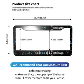 Moon Phases License Plate Frame Waterproof 2 Holes Aluminum Goth Butterfly License Plate Frames for Men Women Universal Car Accessories Decor License Plate Holder 2 Pack 12.3x6.3 in