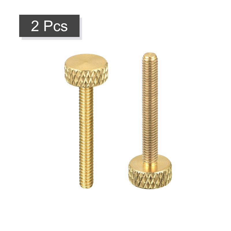 sourcing map Pack of 2 Brass Knurled Screws M3 x