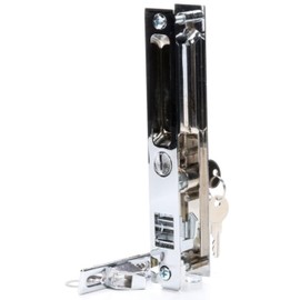 G.A.S Hardware Flush Mount Handle Set with Key Cylinder | Keyed Chrome Flush Mount Sliding Glass Door Handle Set 6-5/8" Screw Holes with 4 Hook Assortment (DL-503-C-K)