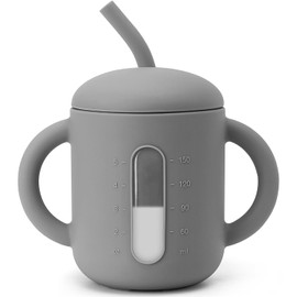 SAMiGO Silicone Sippy Cup, Baby Straw Cup for 6 12 18 Months, Sippy Cup with Straw for Toddlers 1-3 Years, Baby Water Cup for Drinking and Training, 6 oz