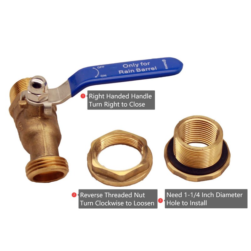 RAINPAL RBS024 Brass Rain Barrel Spigot (LF Compliant 3/4" Quarter