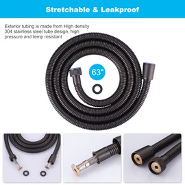 Aleasha Oil-Rubbed Bronze Finished Shower Hose, 63 Inches SUS 304 Stainless Steel Extra Long Shower Head Hose Replacement Handheld Shower Head Hose for Pet Bathroom Bathing Cleaning
