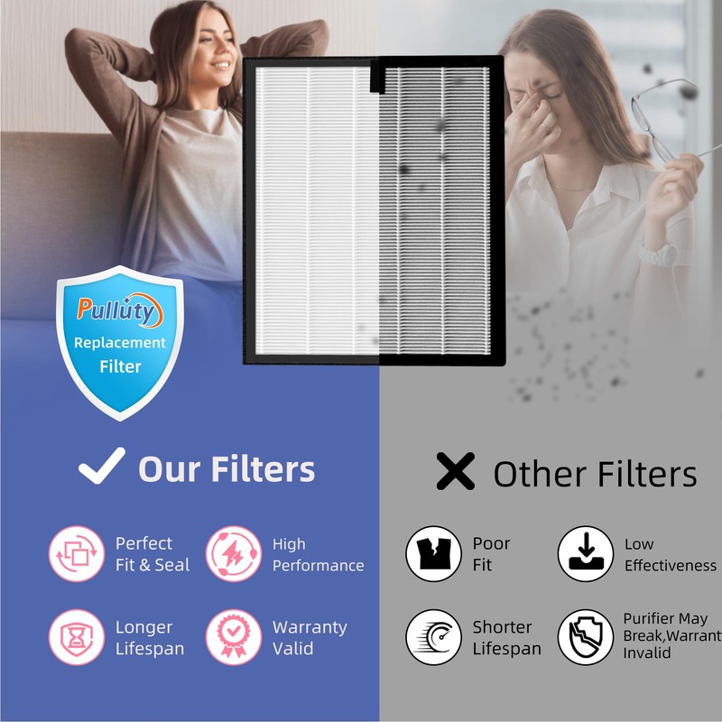 Pulluty HAP603 Replacement Filter for ECOSELF HAP603 Air Purifier,3-in-1 H13