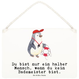 Mr. & Mrs. Panda Decorative sign, bath master heart, DIN A6, gift, door sign, swimming pool, swimming school, bathing establishment, wooden sign, employee,