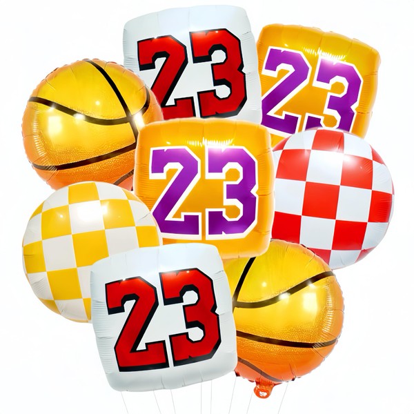 8Pcs Number 23 Basketball balloons for Men Teen Boys Birthday