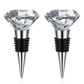 Elegaperma 2 PCS Crystal Wine Toppers For Wine Bottles, Crystal Decorative Wines Stoppers, Decorative Glass Wines Stopper with Rhinestones for Gifts and Home Bar