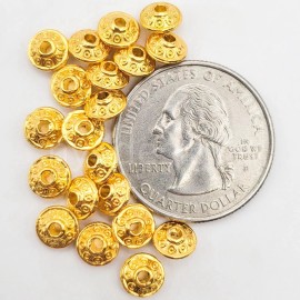 ny6design 6x4mm Gold Pewter Wheel Spacer Beads 20pcs  for Jewelry Making and Crafting