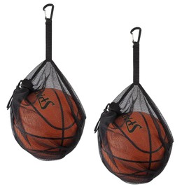 Single Ball Bag with Zipper Pocket Single Mesh Ball Bag Drawstring Basketball Bag with Buckle Clip for Carrying Basketball, Volleyball, Soccer, Football 2 Pack
