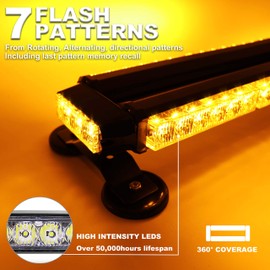 FOXCID 26'' 54 LED Emergency Strobe Rooftop Flashing Light Bar, Double Side Hazard Warning Beacon Safety Lights w/Magnetic for Tow Vehicles Firefighter Cars Trucks Traffic Security,White & Blue