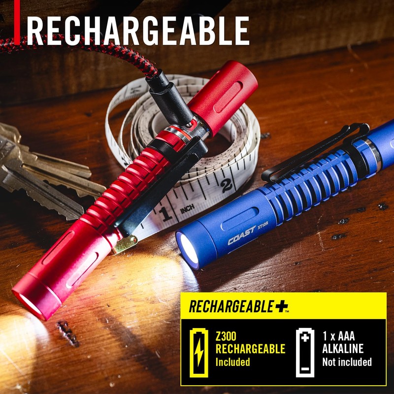COAST XT10R 280 Lumen USB-C Rechargeable Pocket Flashlight/Penlight with TWIST