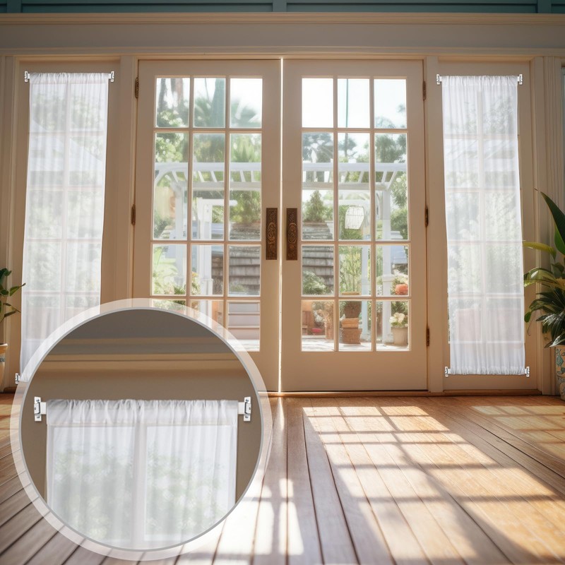 DoubleFill 4PCS sidelight curtain rods 8" - 12" flat curtain