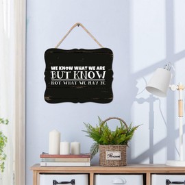 DecStic We Know What We Are, But Know Not What We May Be Wood Sign Plaque Literary Quote Farmhouse Woodshop Garage Wall Decorative For Bedroom Kitchen Living Room Table Housewarming Gift 8x10in