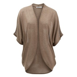 LL WSK1528 Womens Lightweight Short Sleeve Open-Front Casual Batwing Cardigan Loose Cover up XXL Taupe