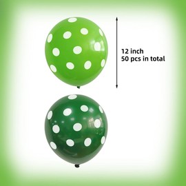 AnnoDeel 50 Pcs 12inch Green Latex Balloons, Light Green Balloons and Dark Green Polka Dot Balloons for Birthday Wedding Party St. Patricks Day Decorations