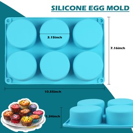 AICMEI 2Pcs Silicone Egg Molds Non-Stick 3.15 Inch Round Muffin Top Baking Pans, Round Silicone Molds for Egg Bites, English Muffin, Breakfast Sandwiches, Pies, Pancakes