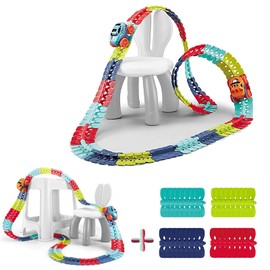 Car Track Pieces,Race Track Accessory Replacement Only,Train Tracks Accessories,Crash Track STEM Track Kit DIY Playset Race Car Trucks Toys for Age 3 4 5 6 7 Child Boys Girls (32Pcs,Not Include Car)