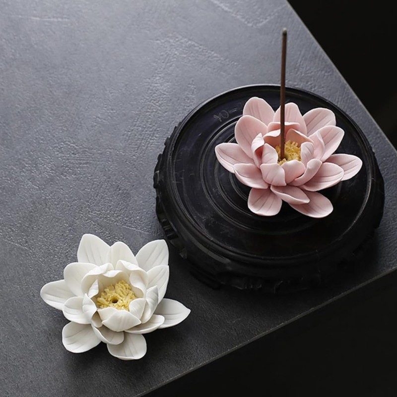 Lanito Incense Burner, Lotus Incense Plate, Stylish, Ceramic Buddhist Altar