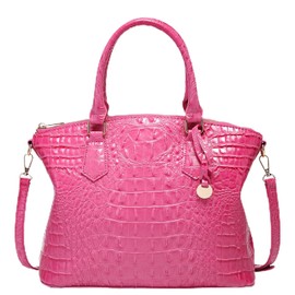 KUNGFUMA Women Purse Vegan Leather Crocodile-Embossed Pattern With Removable Shoulder Strap Top Handle Large Shoulder Bags (Pink)