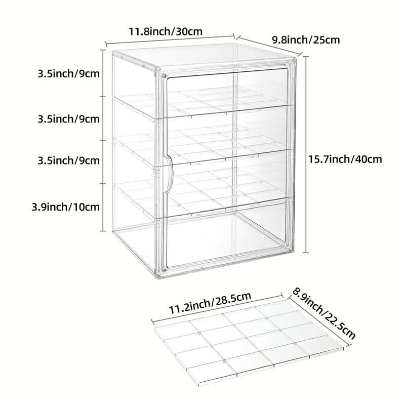 Pastry Display Case，4-Tier Adjustable Clear Bread Storage with Magnetic Door，Bread