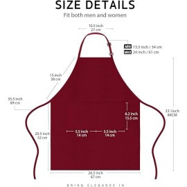 Syntus 2 Pack Adjustable Bib Apron Waterdrop Resistant with 2 Pockets Cooking
