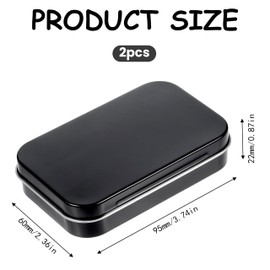 2-Pack Rectangular Metal Hinged Tins – Portable Mini Jewelry & Storage Boxes,Frosted Iron with Lids for Home Organization Crafts Candies and Gifts,Black