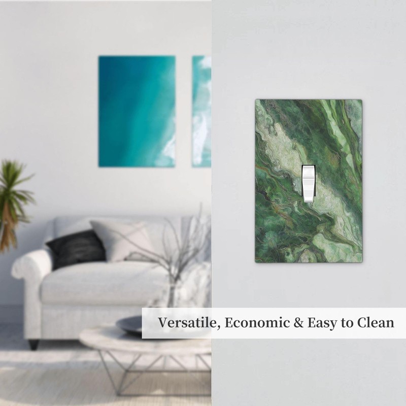 JDAKHD Light Switch Cover Plate Green Marble-Like Texture with Abstract