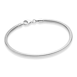 Miabella Italian 925 Sterling Silver Solid 3mm Snake Chain Bracelet for Women Men, Made in Italy (Length 7.5 Inches)
