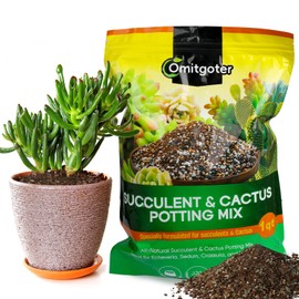 Omitgoter Succulent & Cactus Soil Potting Mix 1qt, Natural Organic Potting Mix for Cactus, Succulent, Palm, and Citrus Grown in Containers Indoors and Outdoors
