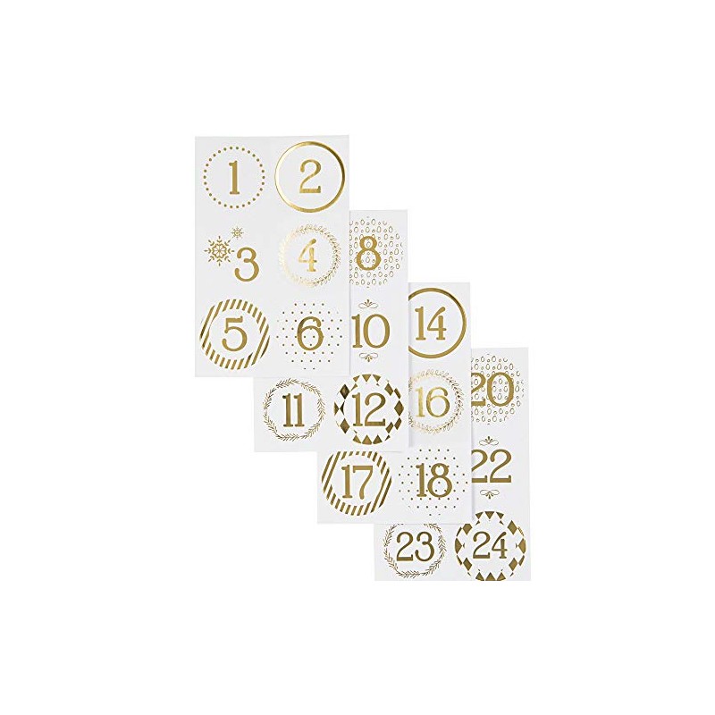 Metallic Gold Scandinavian Style Christmas Advent Number Stickers