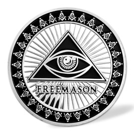 RYUKENLM Masonic Challenge Coin- Freemason United, All-Seeing Eye, Square & Compass – Ideal Gift for Freemasons & Collectors